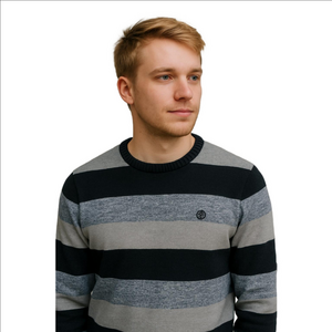 Vintage Element Striped Crew Neck Sweater Large